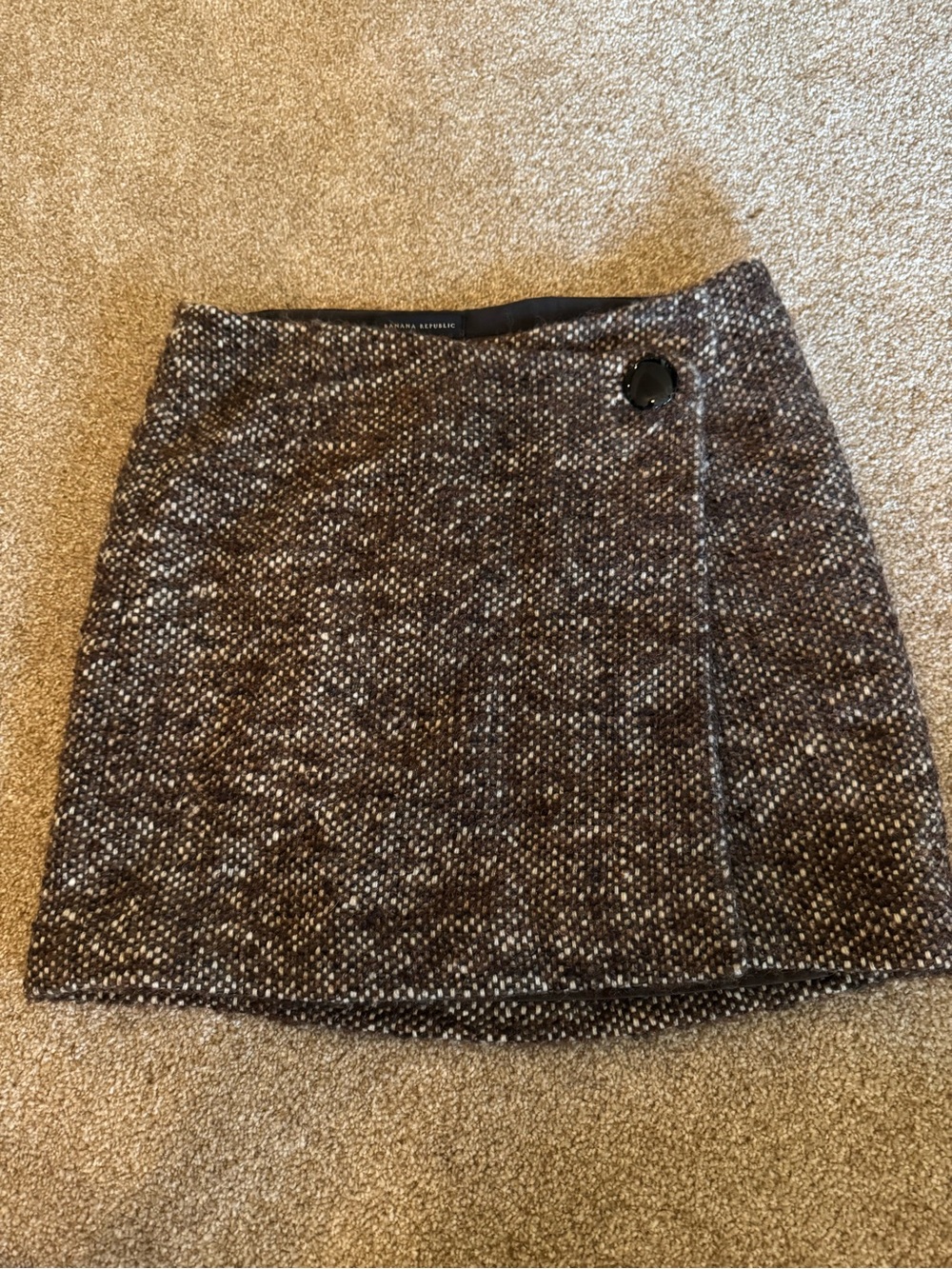 Banana Republic Brown Tweed Lined Wrap Mini Skirt Size 00